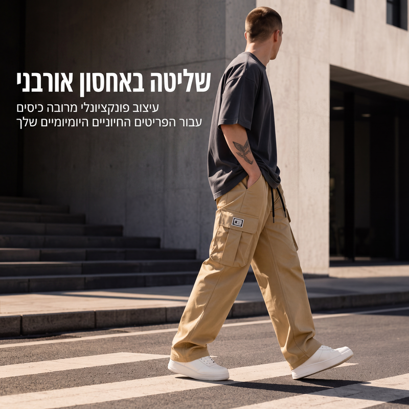 מכנסי קרגו רחבים קז'ואל לגברים
