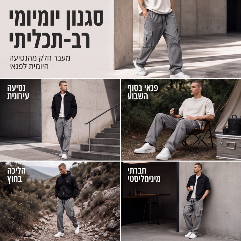 מכנסי קרגו רחבים קז'ואל לגברים