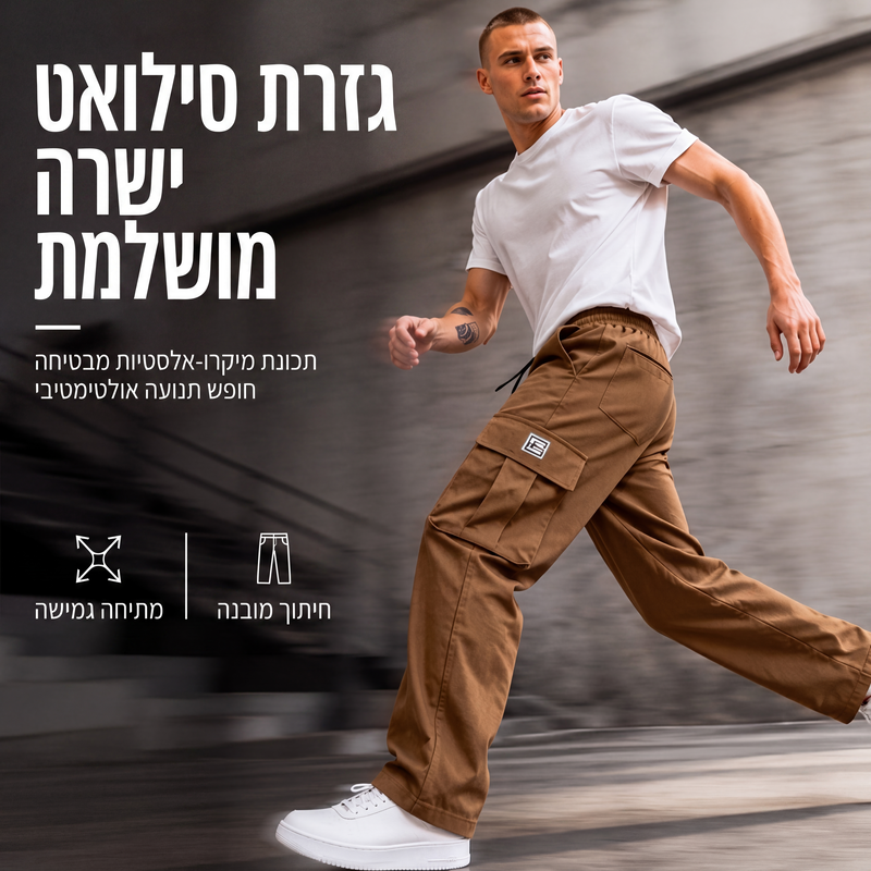 מכנסי קרגו רחבים קז'ואל לגברים