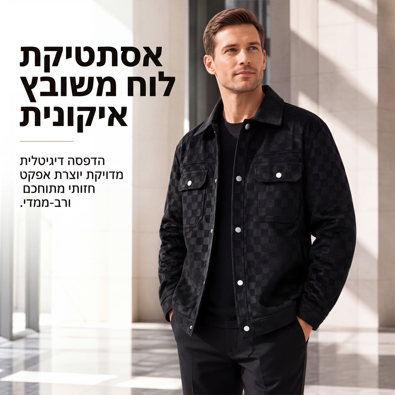 ז'קט גברים מזד מדומה בדוגמת לוח שחמט