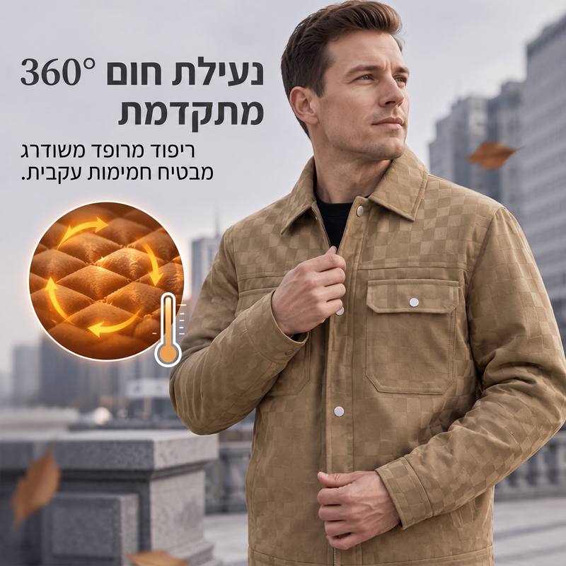 ז'קט גברים מזד מדומה בדוגמת לוח שחמט