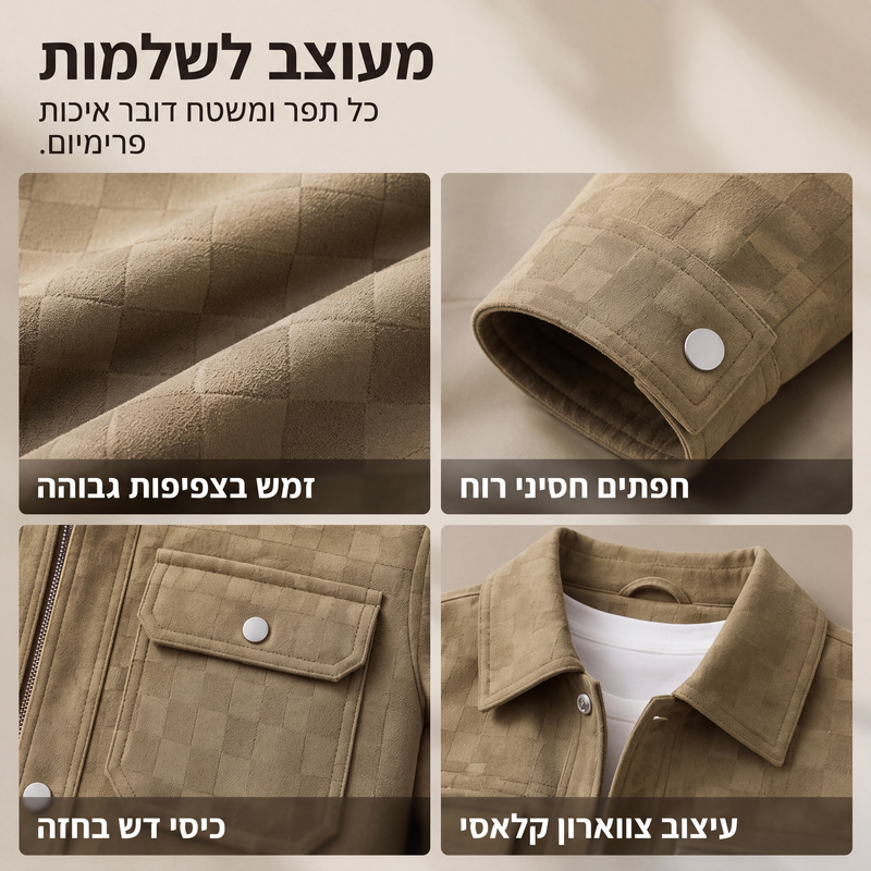 ז'קט גברים מזד מדומה בדוגמת לוח שחמט
