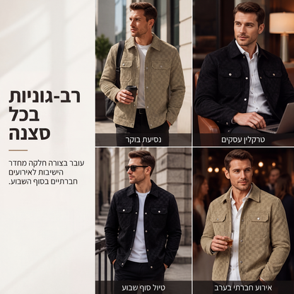ז'קט גברים מזד מדומה בדוגמת לוח שחמט