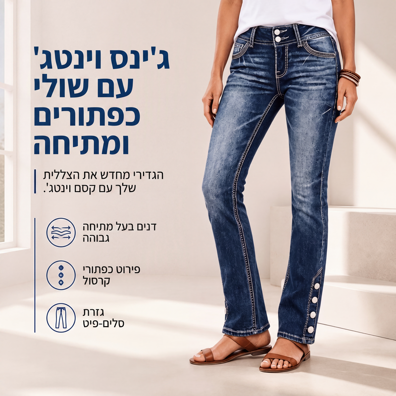 ג'ינס נשים מעוצבים, מרופדים ומתאימים לגוף בצורה הדוקה
