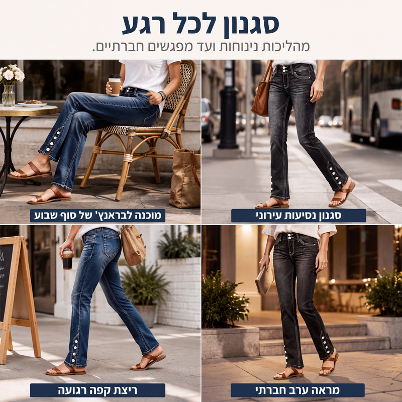 ג'ינס נשים מעוצבים, מרופדים ומתאימים לגוף בצורה הדוקה
