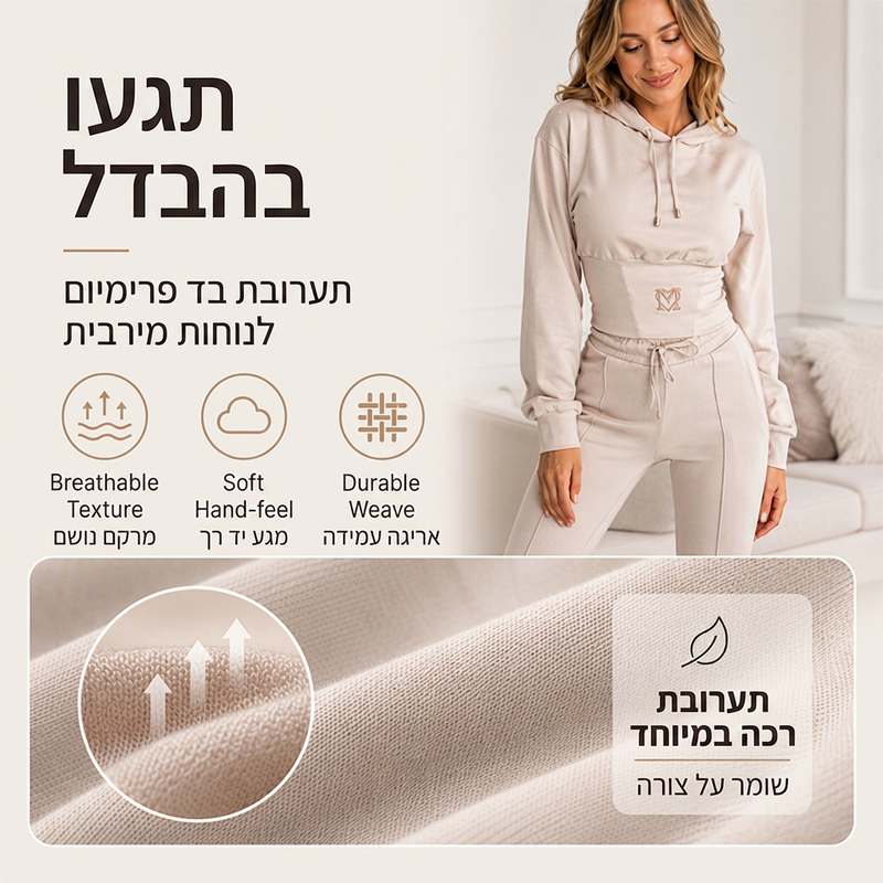 סט הודי ומכנסיים עם מותן מצומצם לנשים