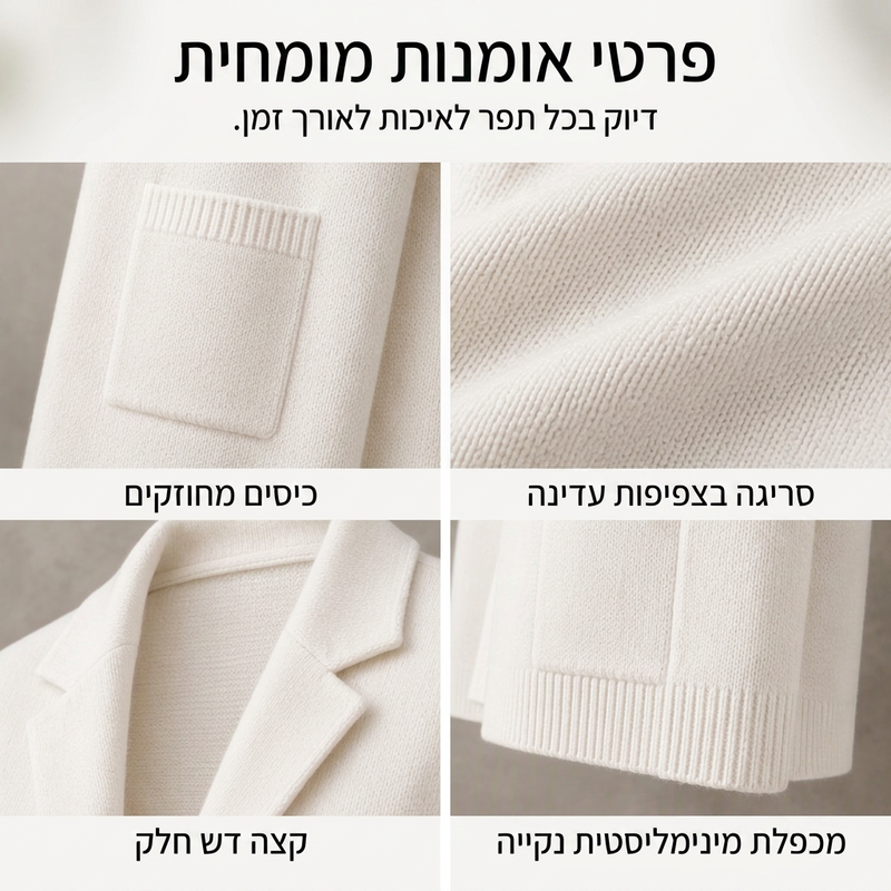 קרדיגן סרוג לנשים עם צווארון