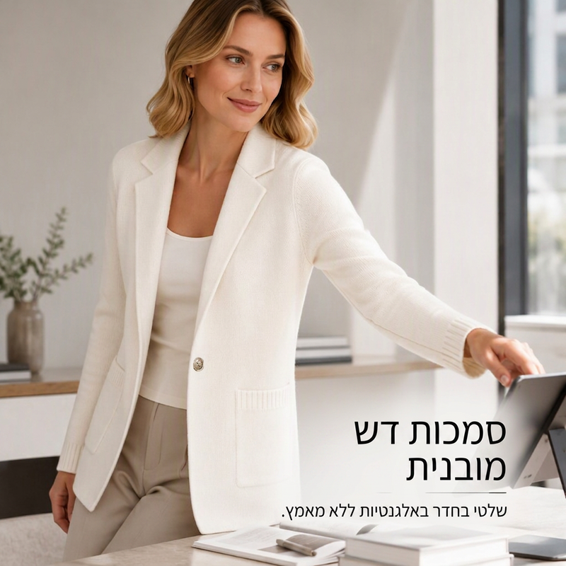 קרדיגן סרוג לנשים עם צווארון