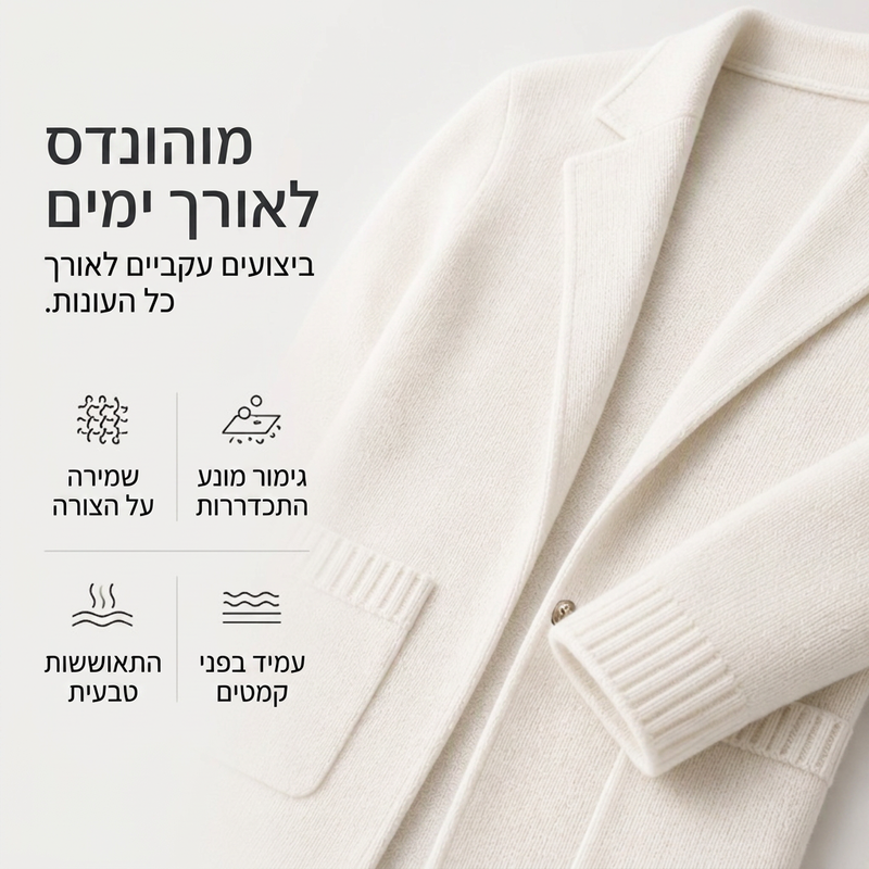 קרדיגן סרוג לנשים עם צווארון