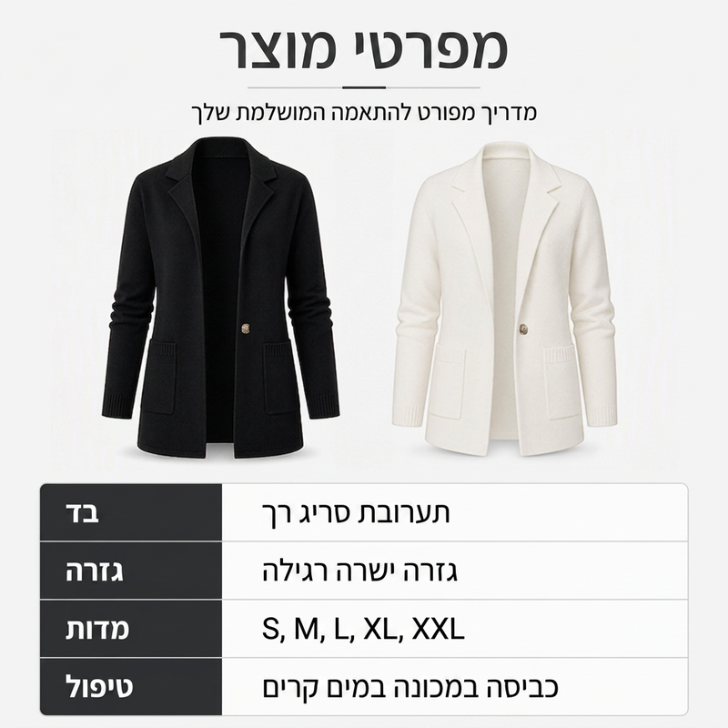 קרדיגן סרוג לנשים עם צווארון