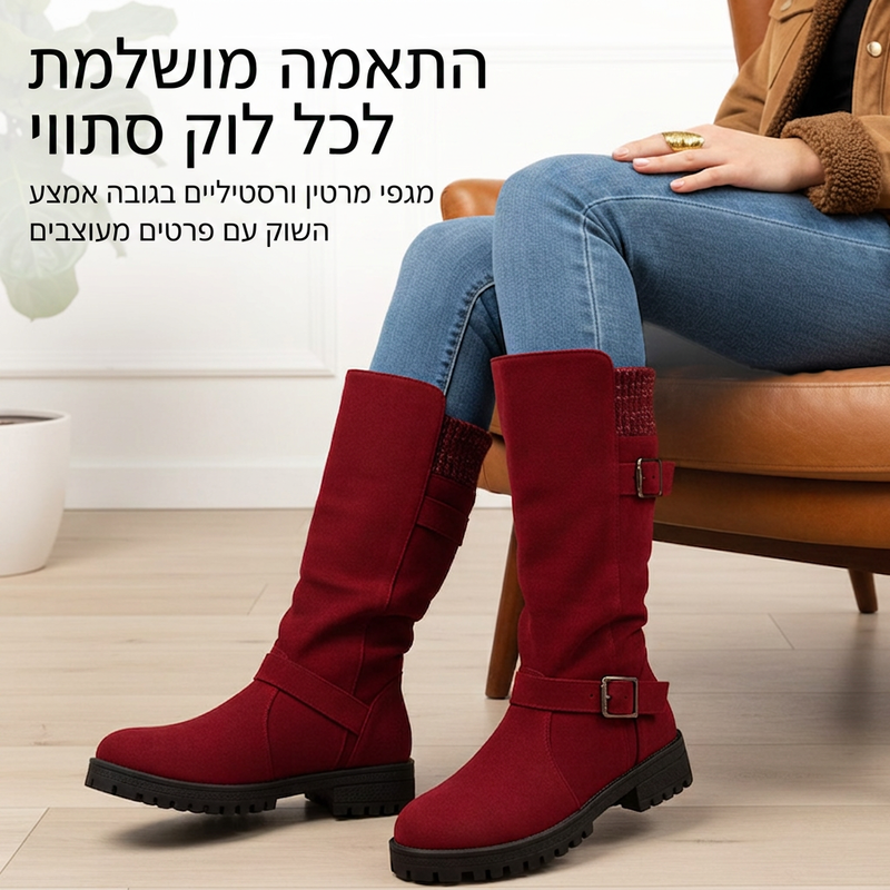 מגפיים רפויים לנשים עד אמצע השוק