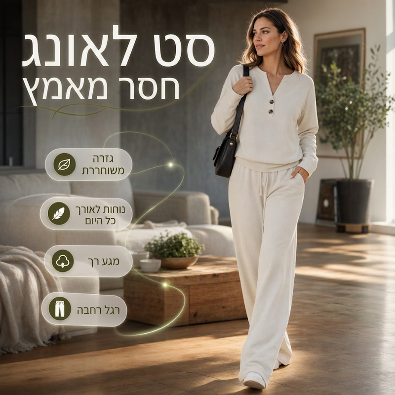 סט טופ קל לשימוש ומכנסיים רחבי רגל לנשים