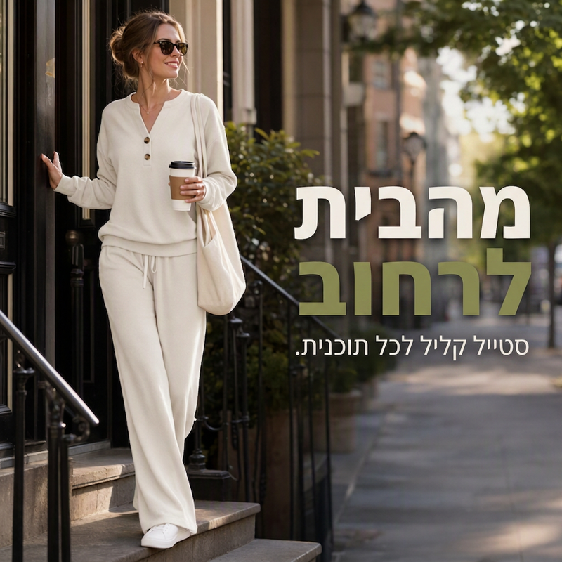סט טופ קל לשימוש ומכנסיים רחבי רגל לנשים