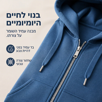 ז'קט סווטשירט מכוסה עם כובע לנשים באורך בינוני, קרדיגן מזדמן עם רוכסן וכיסים