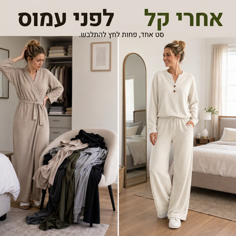סט טופ קל לשימוש ומכנסיים רחבי רגל לנשים