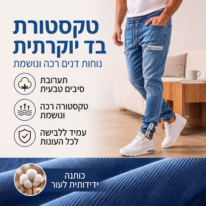 מכנסי ג'ינס ג'וג'ר לגזרה דקה עם מותן אלסטי לגברים