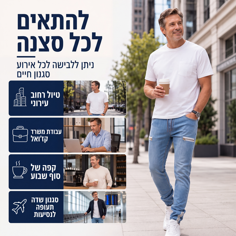 מכנסי ג'ינס ג'וג'ר לגזרה דקה עם מותן אלסטי לגברים