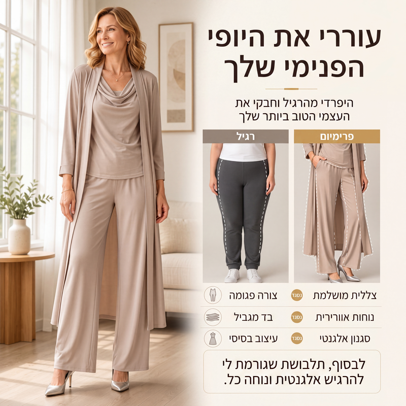 סט 3 חלקים קז'ואל אלגנטי לנשים