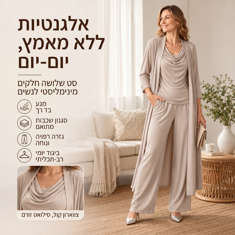סט 3 חלקים קז'ואל אלגנטי לנשים