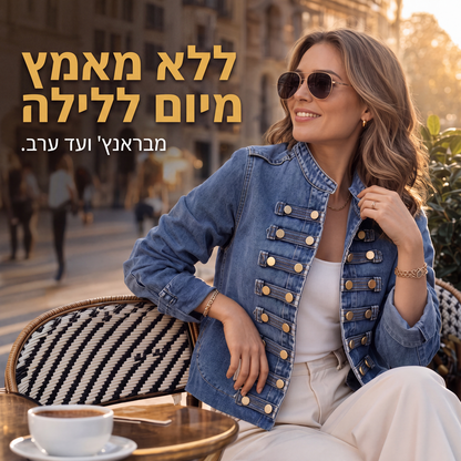 מעיל ג'ינס נשים וינטג' עם כפתורים סימטריים