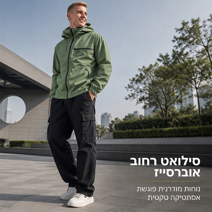 מעיל גברים חיצוני עמיד למים עם כובע