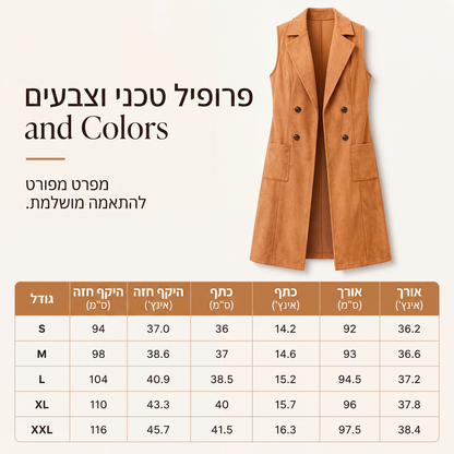 וסט ארוך לנשים עם כפתורים וכיסים
