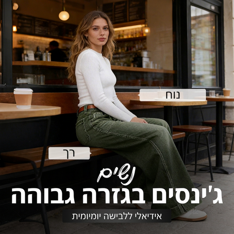 ג'ינס לנשים עם גזרה גבוהה ורגליים רחבות
