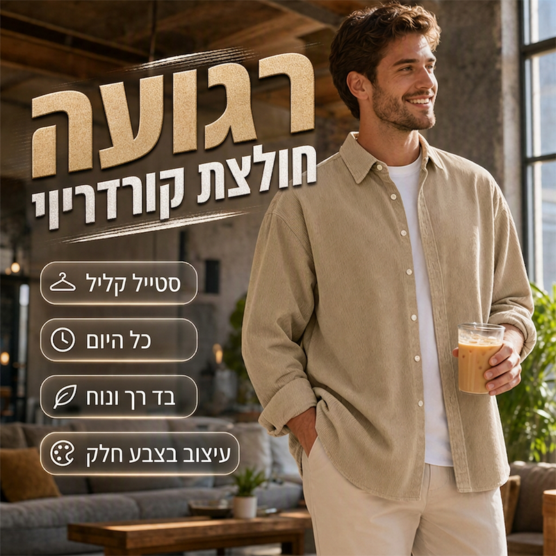 חולצת כפתורים קז'ואל מקורדרוי לגברים