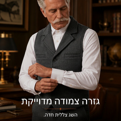 אפוד טוויד מרוקן עם דש וינטג' לגברים