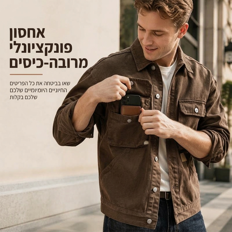 מעיל קרגו קלאסי רפוי לגברים