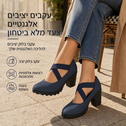 נעלי מרי ג'יין לנשים עם חוד עגול, רצועות מוצלבות, עקב עבה, פלטפורמה ופתחים, נעלי עקב גבוהות