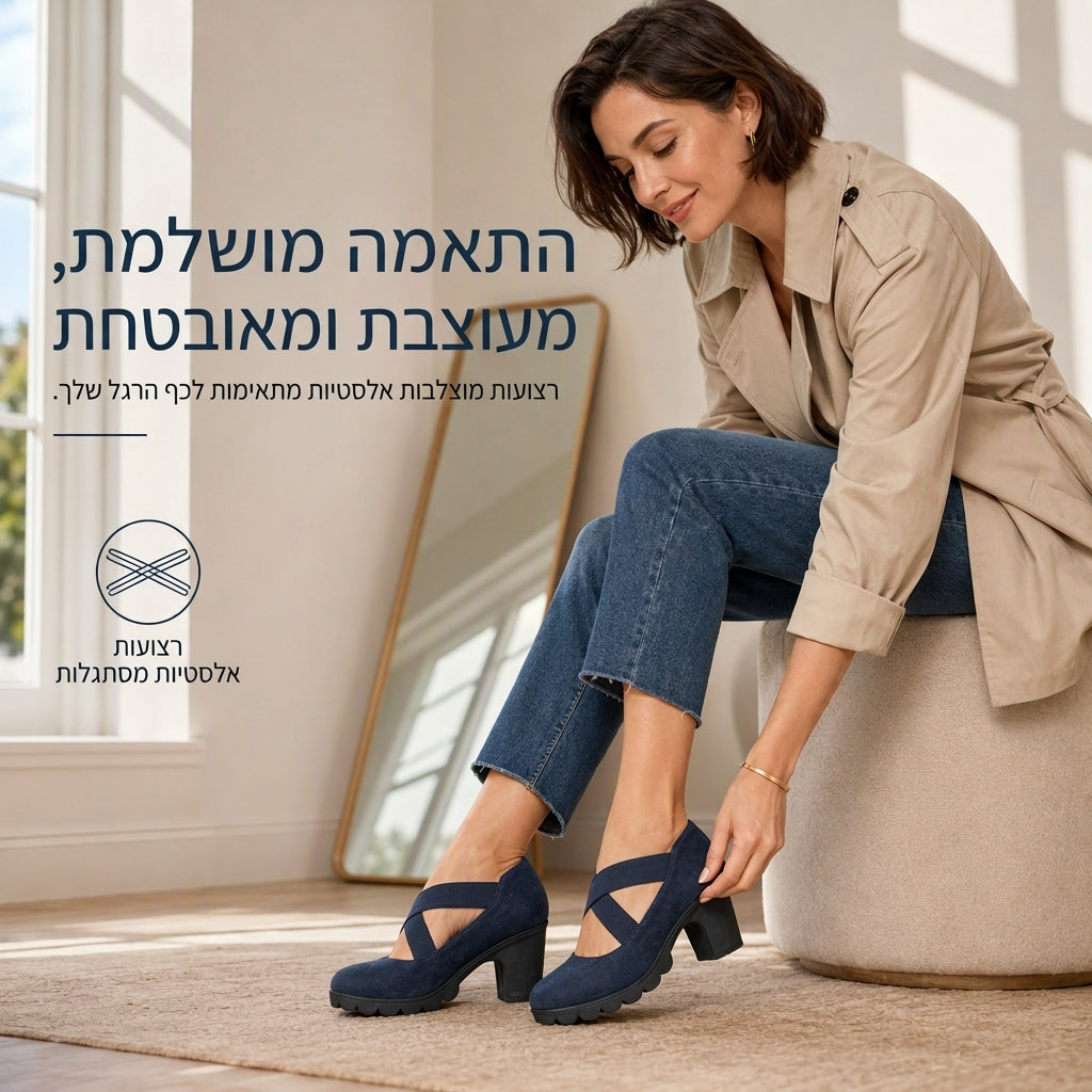 נעלי מרי ג'יין לנשים עם חוד עגול, רצועות מוצלבות, עקב עבה, פלטפורמה ופתחים, נעלי עקב גבוהות