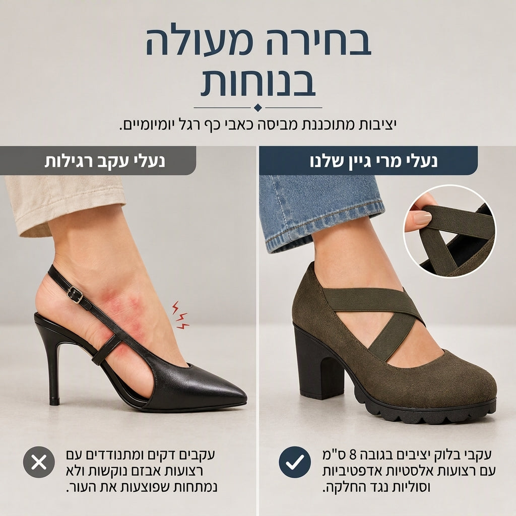 נעלי מרי ג'יין לנשים עם חוד עגול, רצועות מוצלבות, עקב עבה, פלטפורמה ופתחים, נעלי עקב גבוהות