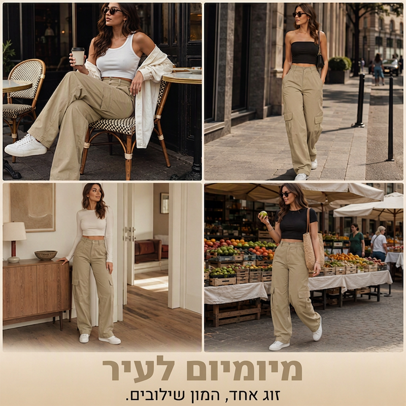 מכנסי קרגו מעוצבים ומחטבים לנשים