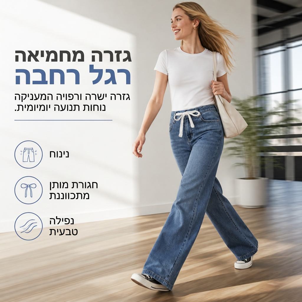 ג'ינס דנים לנשים בגזרה רחבה רופפת וקז'ואלית