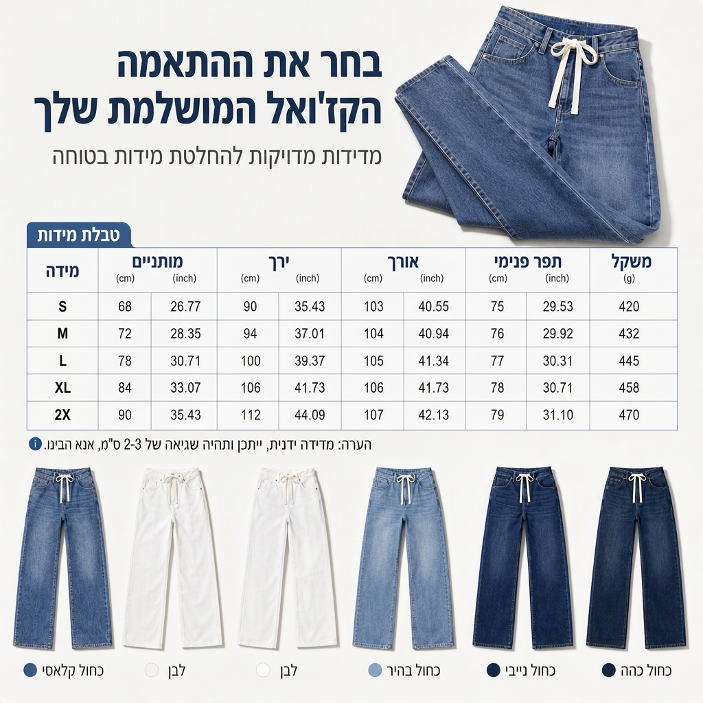 ג'ינס דנים לנשים בגזרה רחבה רופפת וקז'ואלית