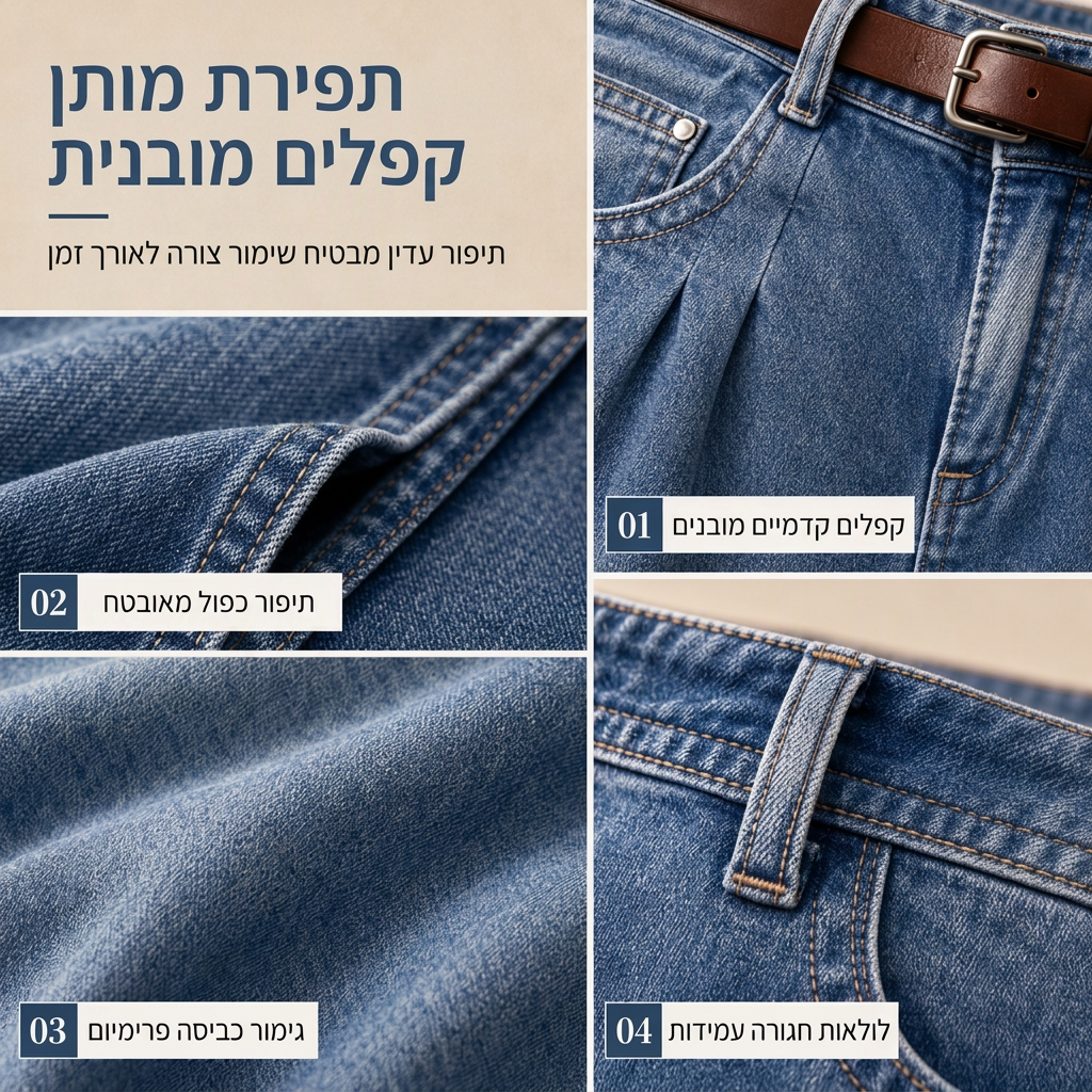 👖 שוליים מקומטים, זרימה מחמיאה | ג'ינסים לנשים עם מותן קפלים ורגליים רחבות