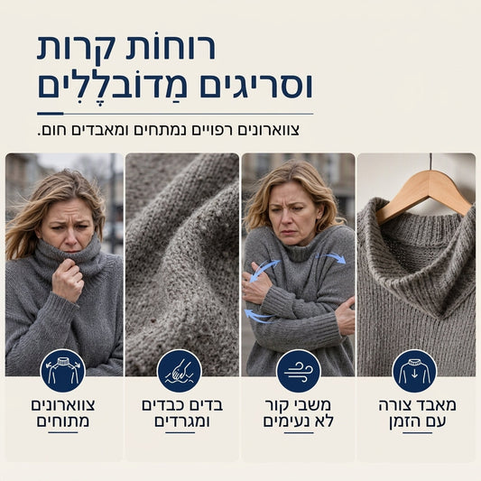 סוודר קשיח בצוואר גבוה בצבע אחיד בסגנון קז'ואל