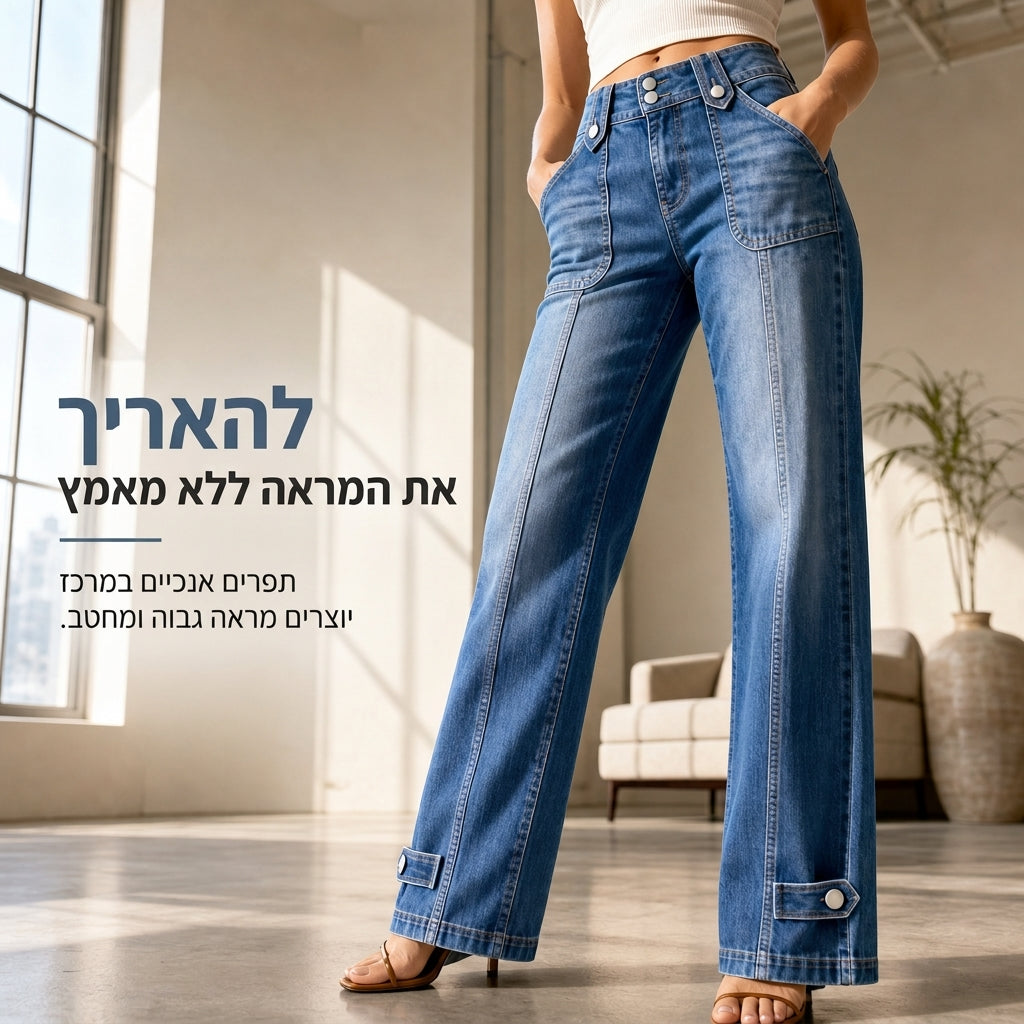ג'ינס רטרו נשים ברחב רגליים