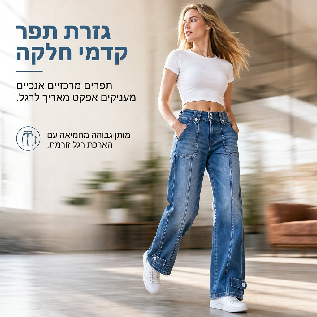 ג'ינס רטרו נשים ברחב רגליים