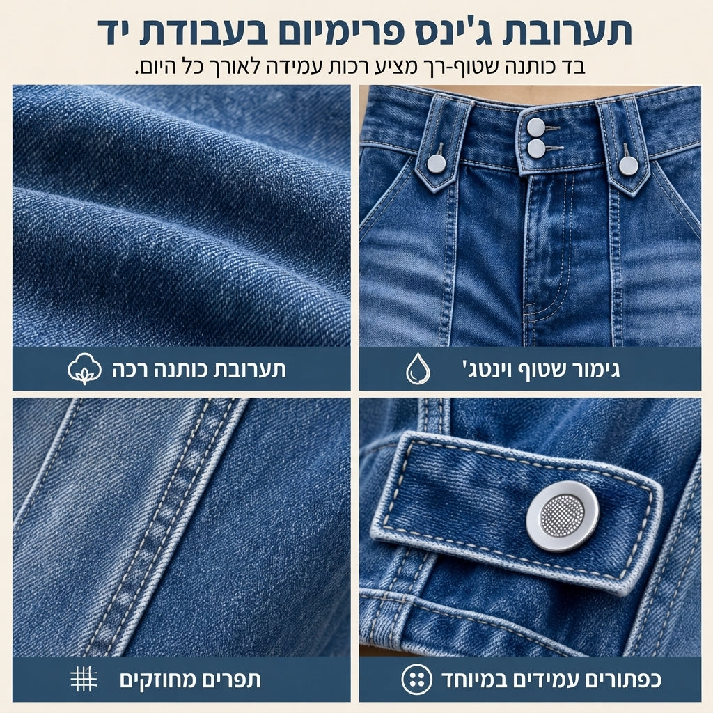 ג'ינס רטרו נשים ברחב רגליים