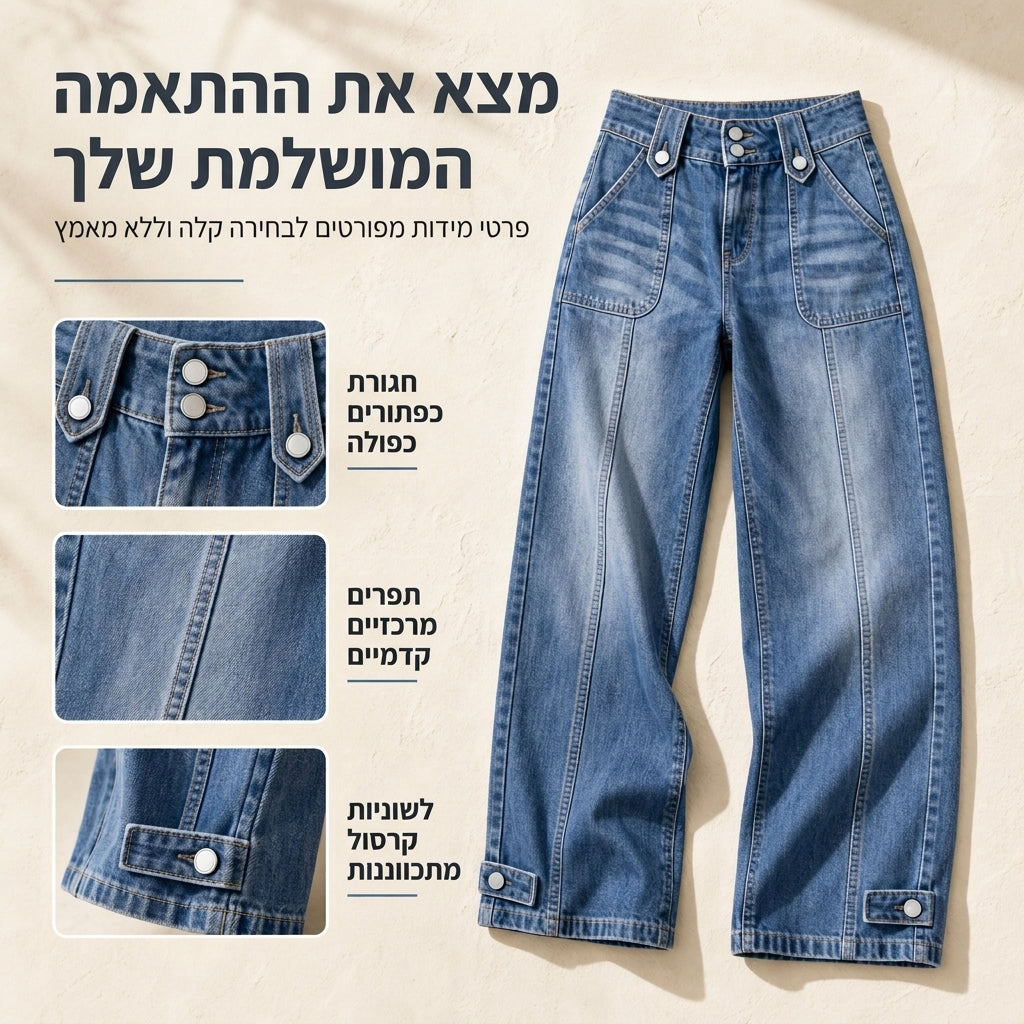 ג'ינס רטרו נשים ברחב רגליים