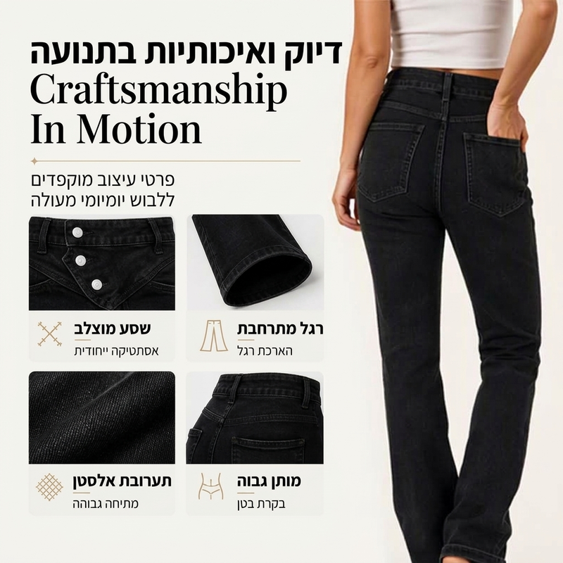 ג'ינסים א-סימטריים עם חצייה גבוהה לנשים