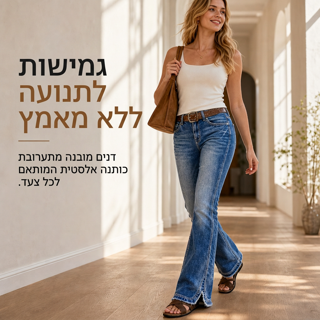 ג'ינס דנים נפתח רטרו בגובה גבוה לנשים