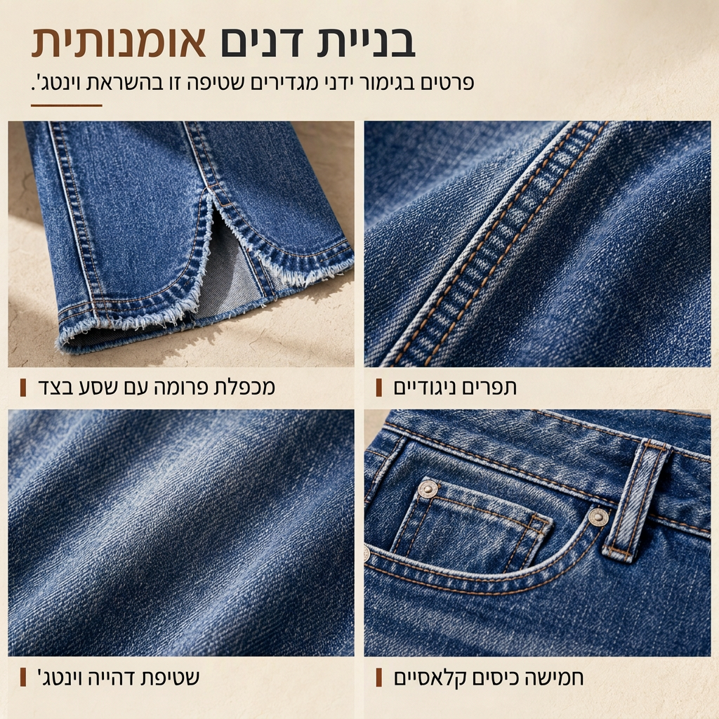 ג'ינס דנים נפתח רטרו בגובה גבוה לנשים