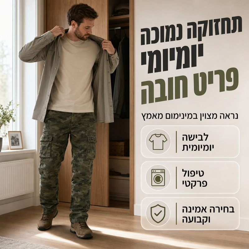 מכנסי קרגו רגל ישרה לגברים לשימוש חיצוני