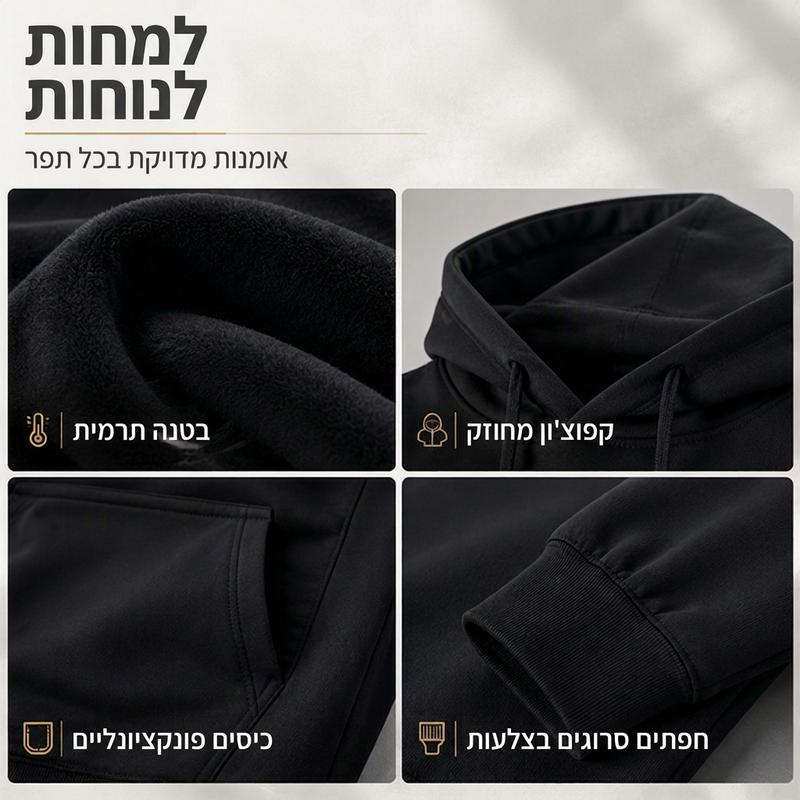 סט שני חלקים: חולצת טריקו עם כובע ומכנסי טריקו לגברים