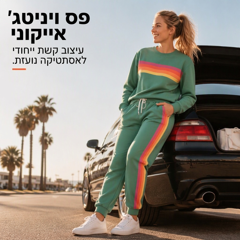 סט שני חלקים לנשים: סווטשירט קז'ואל ומכנסי ספורט