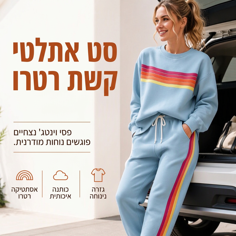 סט שני חלקים לנשים: סווטשירט קז'ואל ומכנסי ספורט