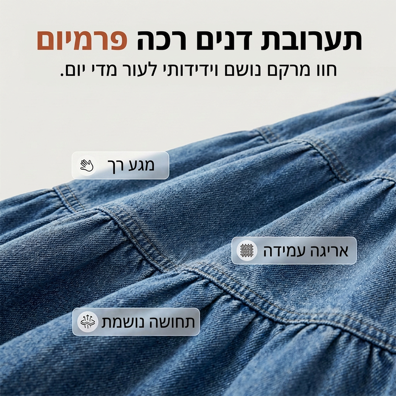 חצאית מקסי מדנים A-ליין מדורגת במותן גבוהה לנשים